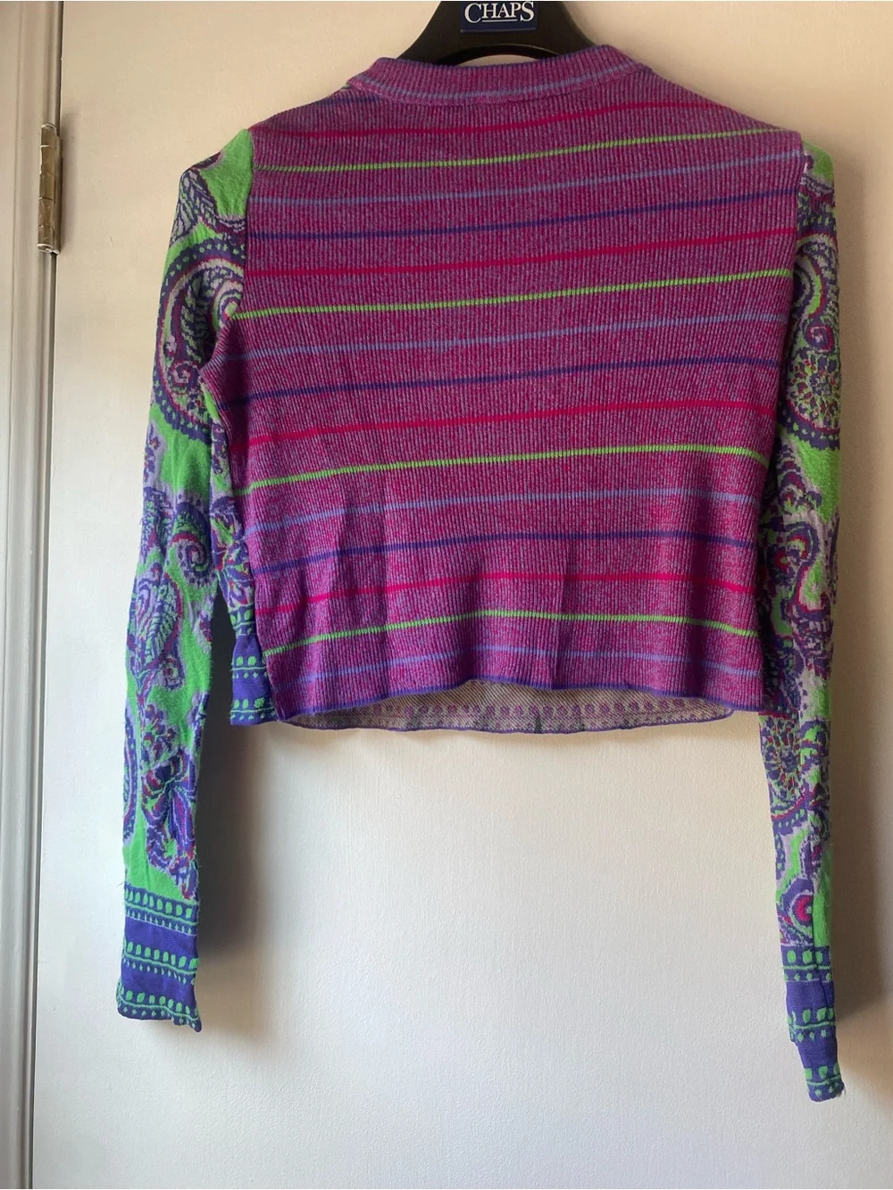 Free People Green & Purple Paisley Long-Sleeve Top